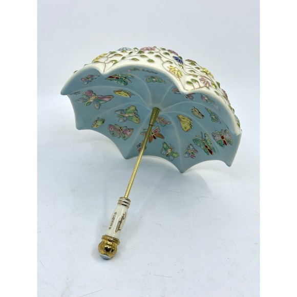 Lenox Accessories - Lenox Porcelain 24kg Trim Umbrella April Showers Butterflies Flowers Parvaneh